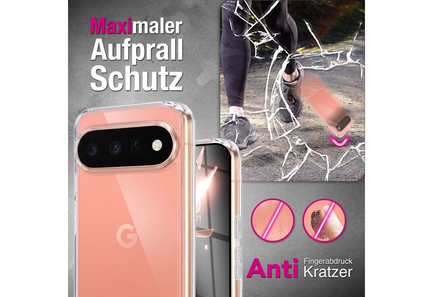 Nalia Smartphone-Hülle Google Pixel 11 Pro 16 cm (6,3 Zoll), GLAZE Case - Transparentes Silikon, Anti-Watermark & Schlank – Bild 5 von 5