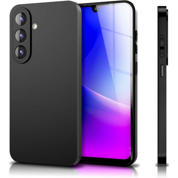 Nalia Smartphone-Hülle Samsung Galaxy A26 17 cm (6,7 Zoll), Blackout Look / 1,28mm Dünn / Staubschutz Kappen / Mattes TPU Silikon