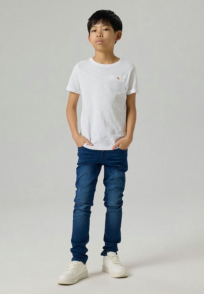 Name It Regular-fit-Jeans Stretch Slim Fit Used Look Verstellbarer für Jungen Baumwolle Normal Fit Einfarbig elastisch Reißverschluss – Bild 2 von 5