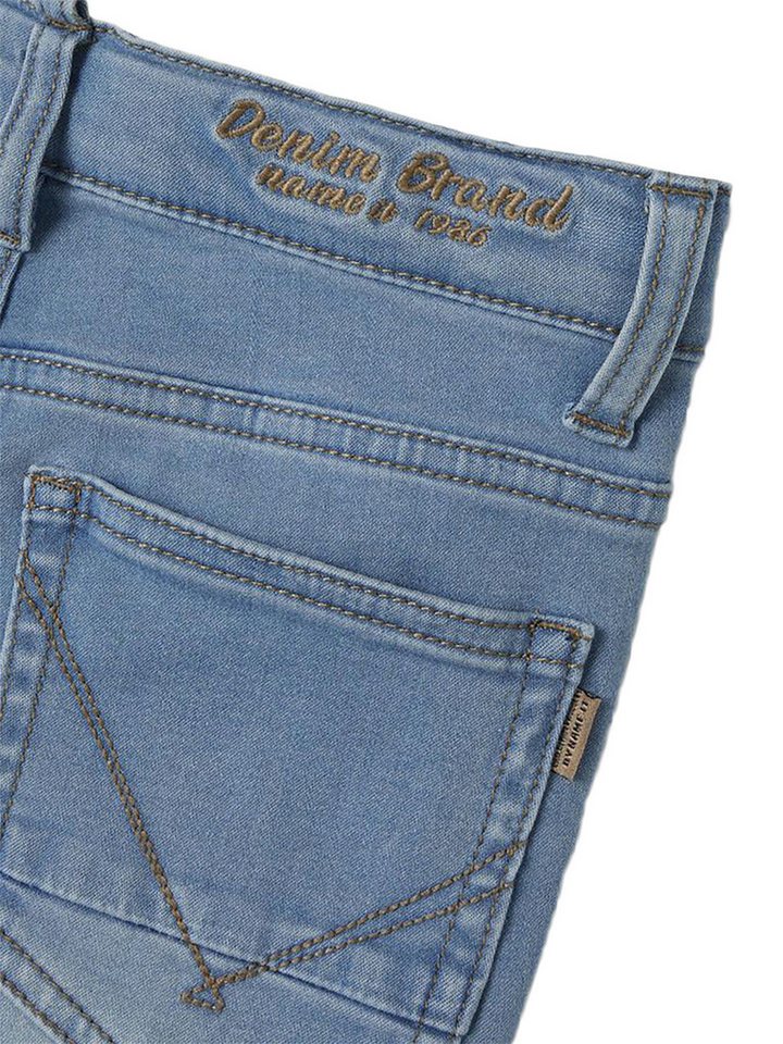 Name It Regular-fit-Jeans Stretch Slim Fit Used Look Verstellbarer für Jungen Baumwolle Normal Fit Einfarbig elastisch Reißverschluss – Bild 5 von 5