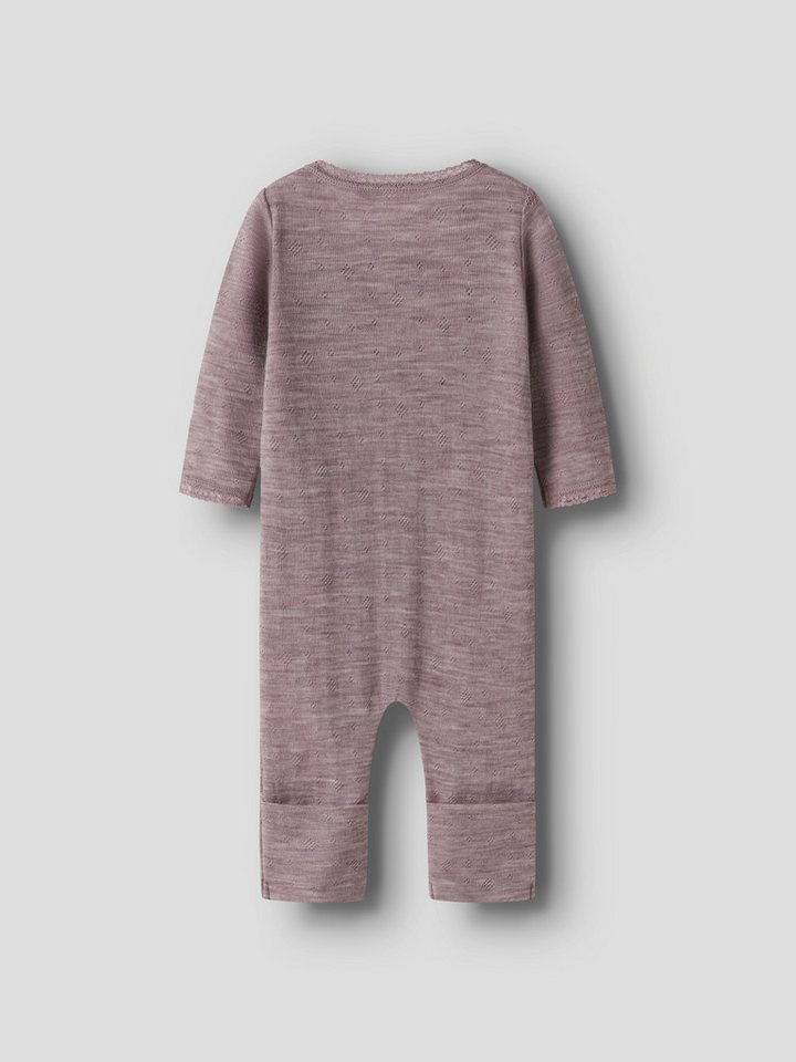 Name It Schlafanzug NBFWANG WOOL NEEDLE NIGHTSUIT SOLID NOOS aus Wolle, Regular Fit, mit Reißverschluss und Kinnschutz – Bild 2 von 4