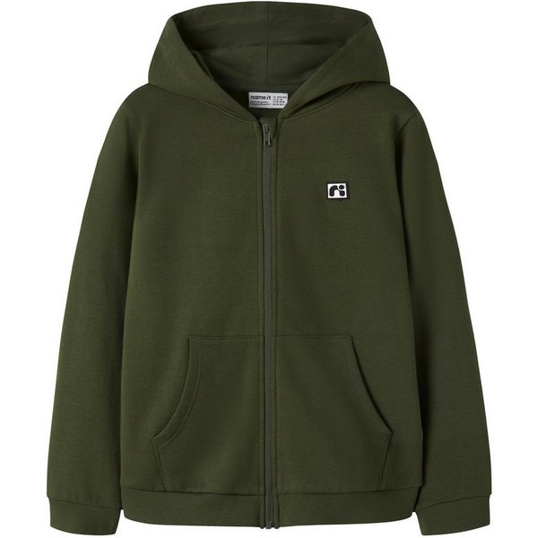 Name It Sweatjacke NKMFLO LS SWEAT CARD WH BRU Baumwolle, regular fit