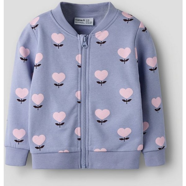 Name It Sweatjacke NMFOLINIAS LS SWE CARD BRU PB Baumwolle, Alloverdruck