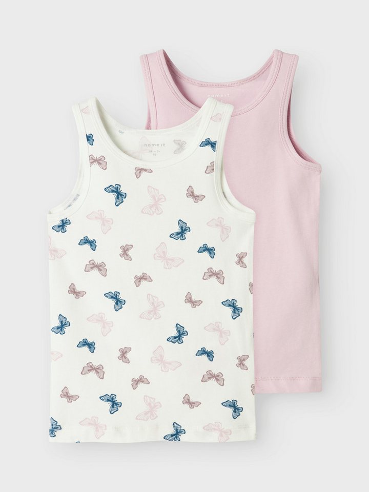 Name It Unterhemd Mädchen NMFTANK TOP 2P JET STREAM BUTTERFLY NOOS (Packung, 2er-Pack) – Bild 2 von 5