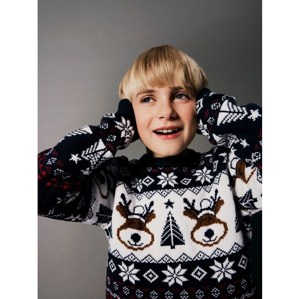 Name It Weihnachtspullover NKNRISMAS LS KNIT COT Baumwolle, Weihnachtliches Strickmotiv