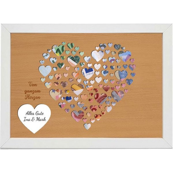 Namofactur Bilderrahmen Hochzeit Geldgeschenk "Von ganzem Herzen" Bilderrahmen Geld verpacken, für 1 Bilder, Hochzeitsgeschenk gerahmte Hochzeitskarte Glückwuns