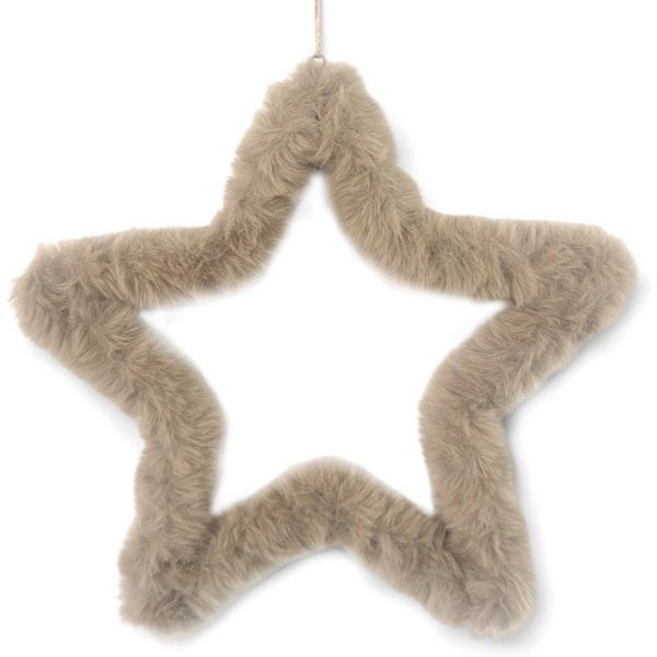 naninoa GmbH Hängedekoration Fell-Stern 30cm, Flauschiger Stern zum Aufhängen, Winterdeko Braun