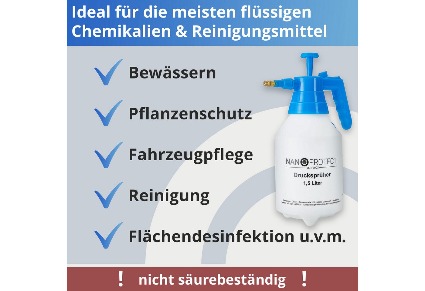Nanoprotect Sprühflasche Handsprüher - 1,5 Liter - Drucksprüher – Bild 5 von 5