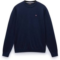 NAPAPIJRI Herren Strickpullover - DROZ 5, Rundhals, Baumwolle, Regular Fit, einfarbig, Größe XL in Blau