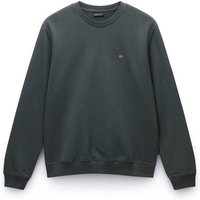 NAPAPIJRI Herren Sweatshirt - BALIS CREW 1, Small Flag, Rundhals, Regular Fit, warm gefüttert, einfarbig, Größe M in Grün