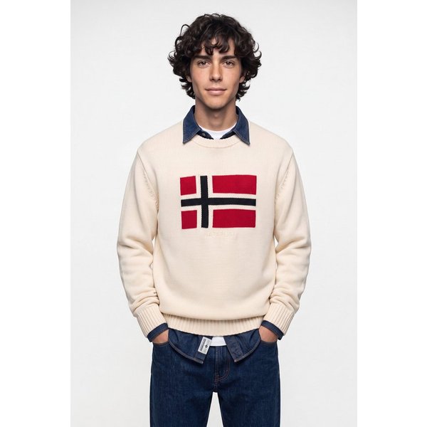 Napapijri Strickpullover MURA mit Rundhalsausschnitt, Langarm-Design