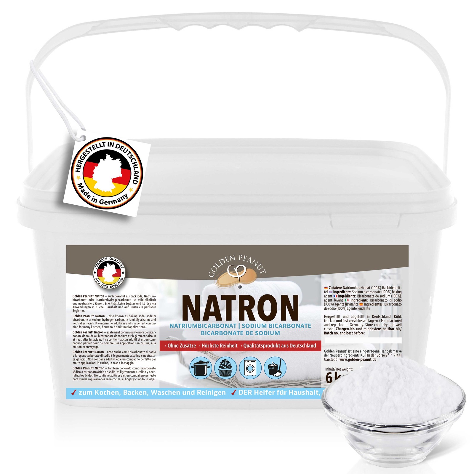 Natron 6 kg Natriumhydrogencarbonat Natriumbicarbonat Backsoda Haushaltshelfer