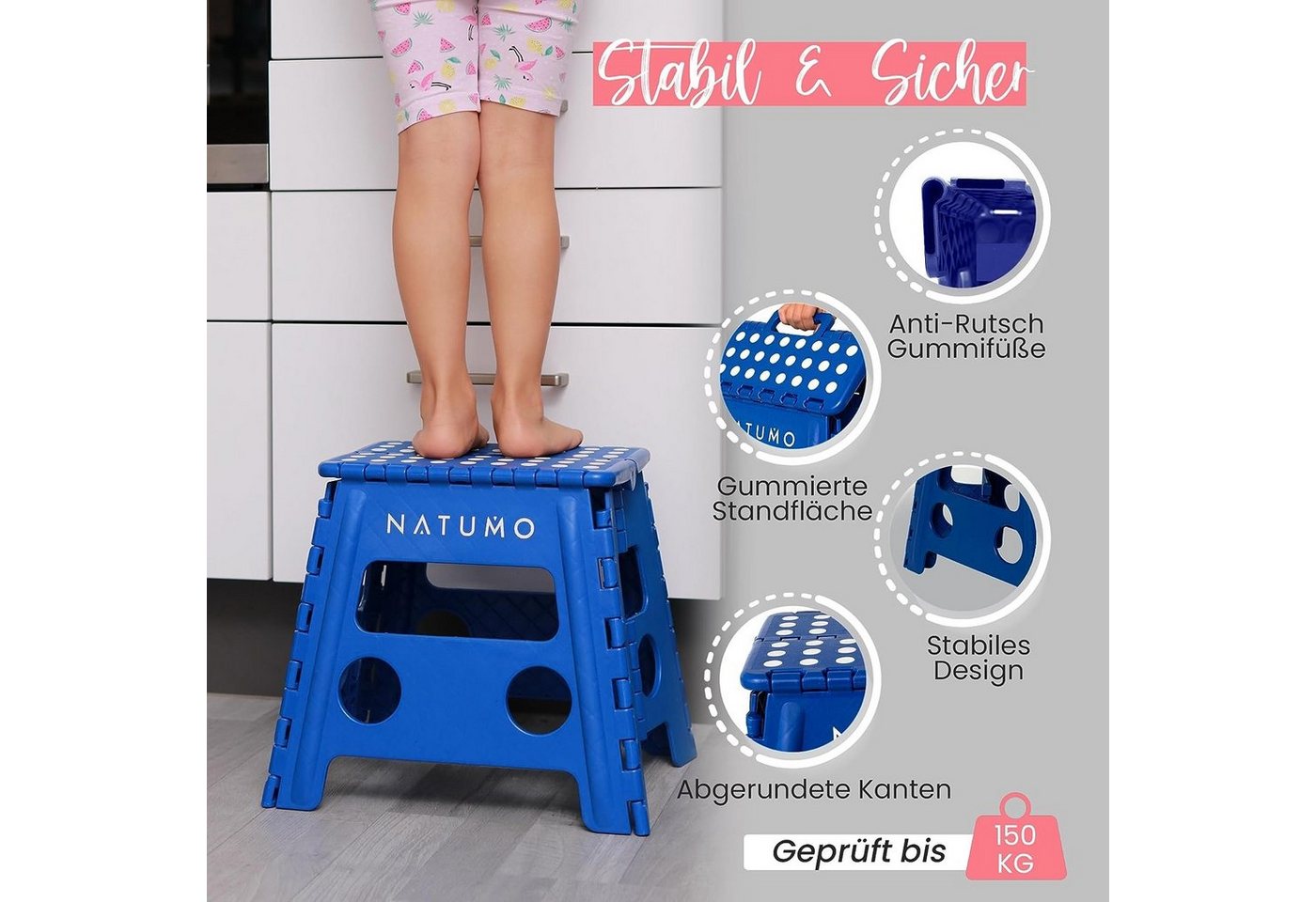 natumo Tritthocker XL Tritthocker Royalblau – Bild 3 von 5