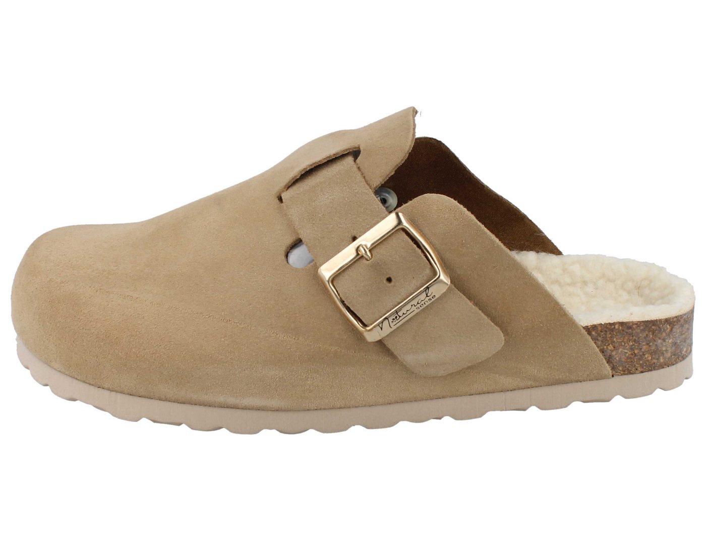 natural Sense NATURAL SENSE Damen Clog beige Veloursleder Warmfutter - Größe: 37 Clog – Bild 2 von 5