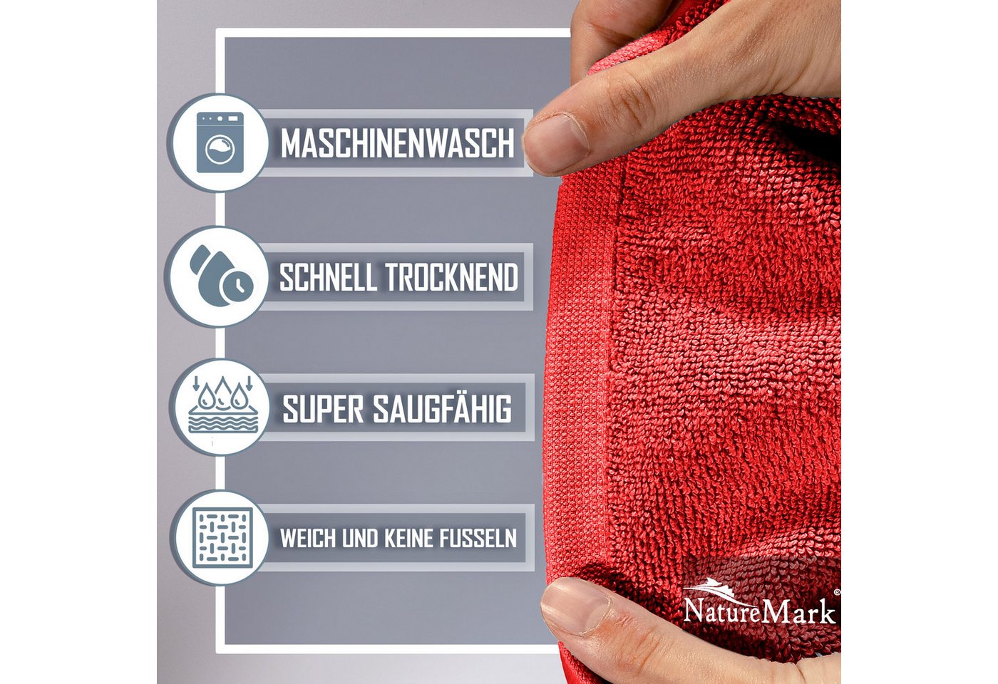 NatureMark Badematte 2er-Set Badvorleger 50x80cm, strapazierfähig, Baumwolle, rechteckig, Badematte 2-tlg., Duschmatte Duschvorleger, Premium Qualität, 50x80cm, – Bild 2 von 5