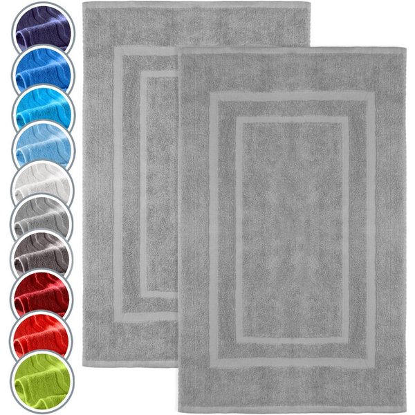 NatureMark Badematte 2er-Set Badvorleger 50x80cm, strapazierfähig, Baumwolle, rechteckig, Badematte 2-tlg., Duschmatte Duschvorleger, Premium Qualität, 50x80cm,