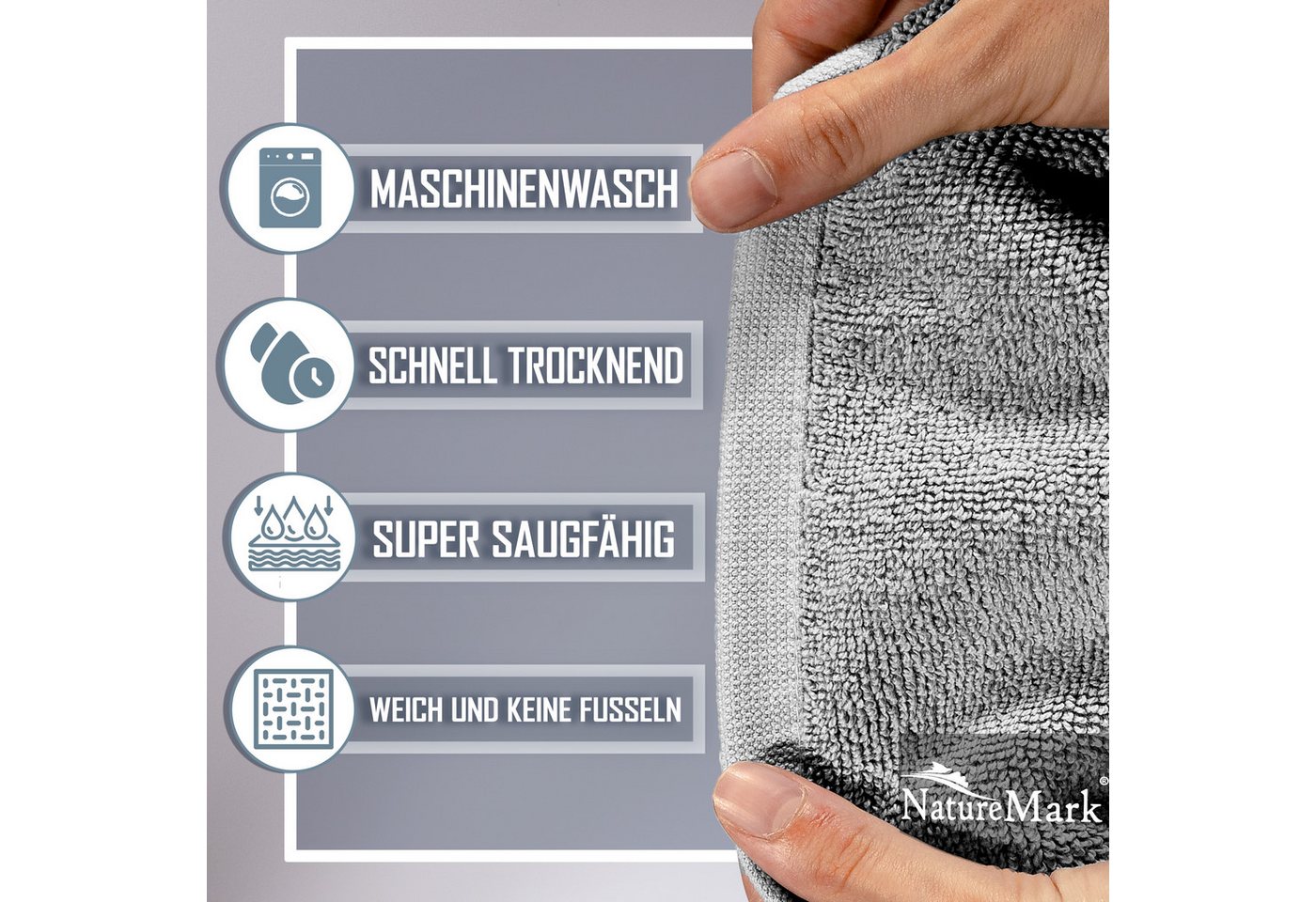 NatureMark Badematte 2er-Set Badvorleger 50x80cm, strapazierfähig, Baumwolle, rechteckig, Badematte 2-tlg., Duschmatte Duschvorleger, Premium Qualität, 50x80cm, – Bild 2 von 5