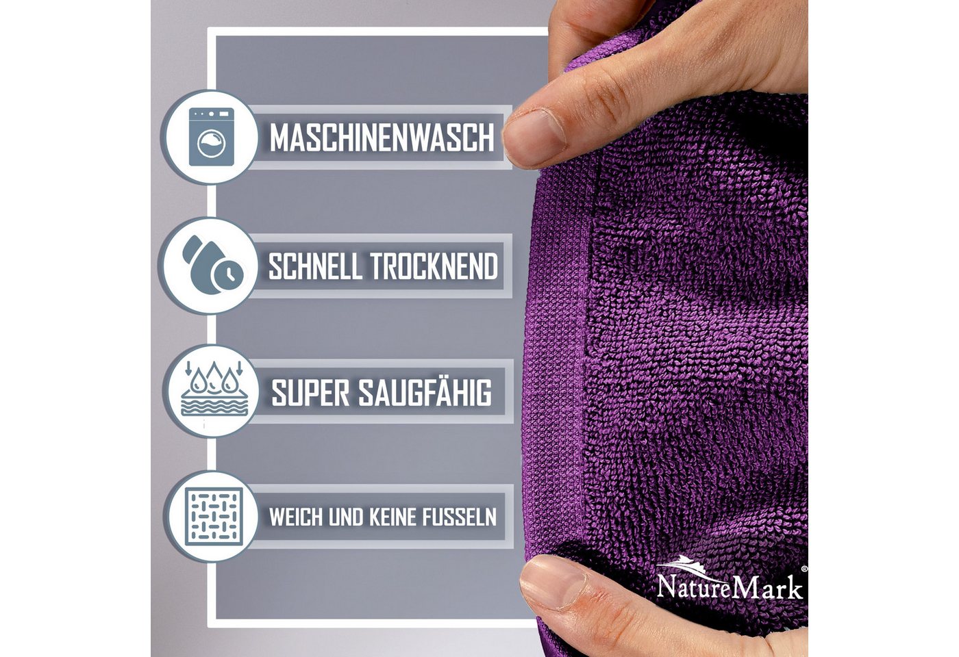 NatureMark Badematte 2er-Set Badvorleger 50x80cm, strapazierfähig, Baumwolle, rechteckig, Badematte 2-tlg., Duschmatte Duschvorleger, Premium Qualität, 50x80cm, – Bild 2 von 5