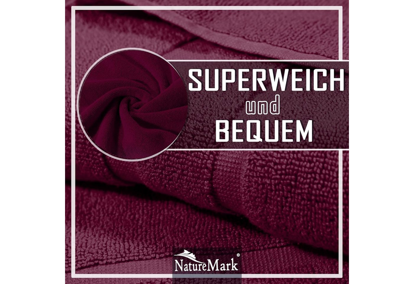 NatureMark Badematte 2er-Set Badvorleger 50x80cm, strapazierfähig, Baumwolle, rechteckig, Badematte 2-tlg., Duschmatte Duschvorleger, Premium Qualität, 50x80cm, – Bild 3 von 5