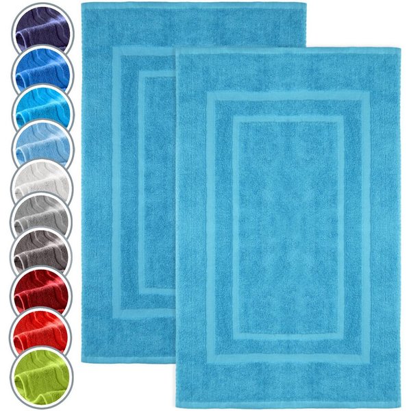 NatureMark Badematte 2er-Set Badvorleger 50x80cm, strapazierfähig, Baumwolle, rechteckig, Badematte 2-tlg., Duschmatte Duschvorleger, Premium Qualität, 50x80cm,