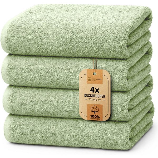 NatureMark Duschtuch 4er-Sparpack Frottier Duschtücher 70x140cm, 100% Baumwolle (4-St), Duschhandtuch 70x140cm Weiß