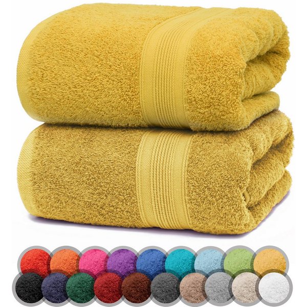 NatureMark Duschtücher 2er-Set Frottier Duschtücher 70x140cm, 100% Baumwolle (2-St), Premium Qualität, DUSCHTUCH, Dusch-Handtuch, 70x140cm, Gelb