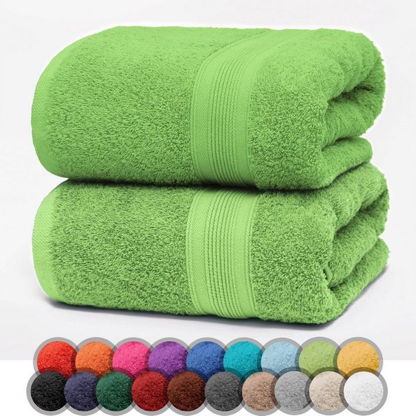 NatureMark Duschtücher 2er-Set Frottier Duschtücher 70x140cm, 100% Baumwolle (2-St), Premium Qualität, DUSCHTUCH, Dusch-Handtuch, 70x140cm, Apfel grün