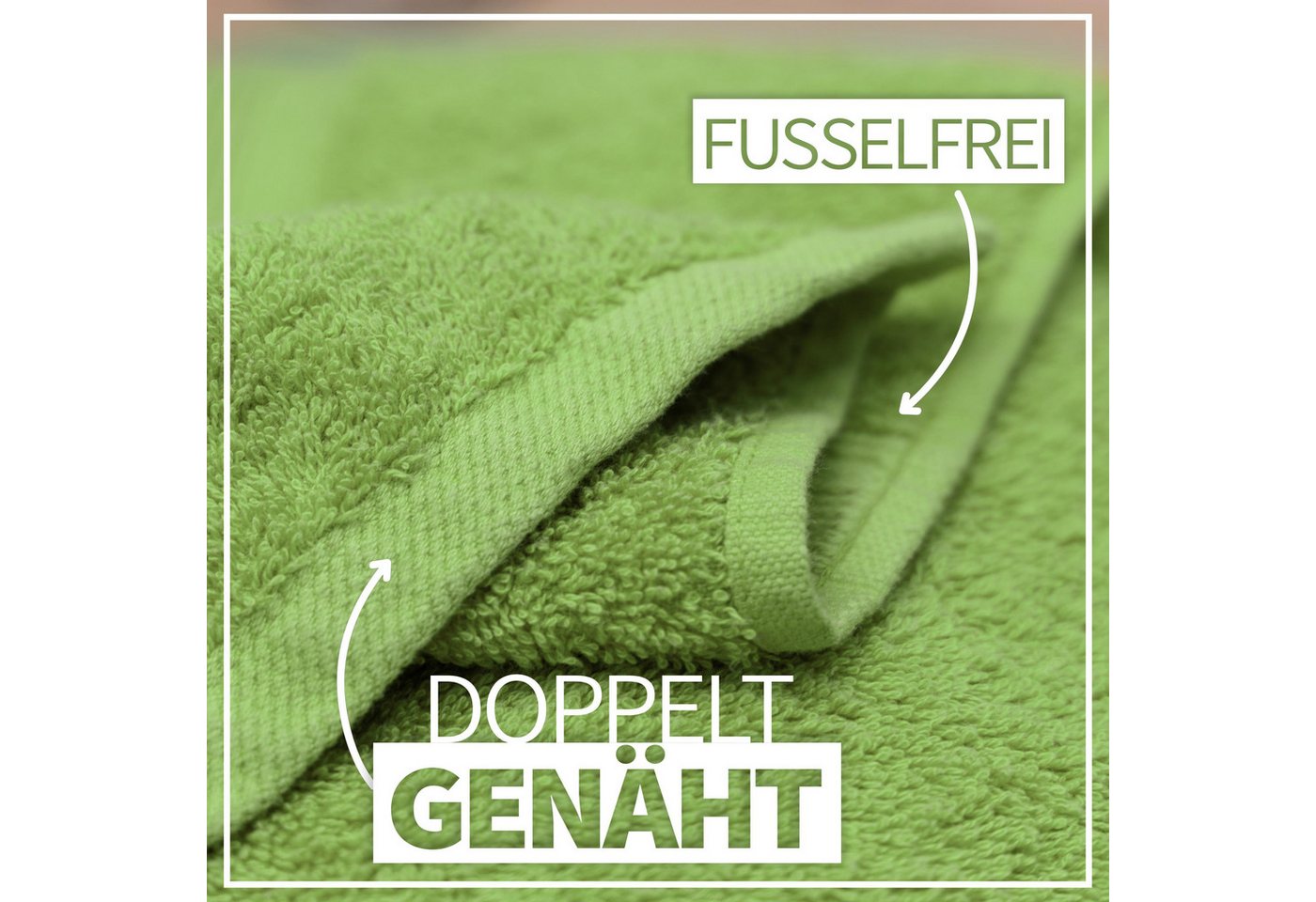 NatureMark Duschtücher 2er-Set Frottier Duschtücher 70x140cm, 100% Baumwolle (2-St), Premium Qualität, DUSCHTUCH, Dusch-Handtuch, 70x140cm, Apfel grün – Bild 5 von 5