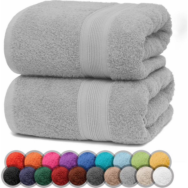 NatureMark Duschtücher 2er-Set Frottier Duschtücher 70x140cm, 100% Baumwolle (2-St), Premium Qualität, DUSCHTUCH, Dusch-Handtuch, 70x140cm, Silber grau
