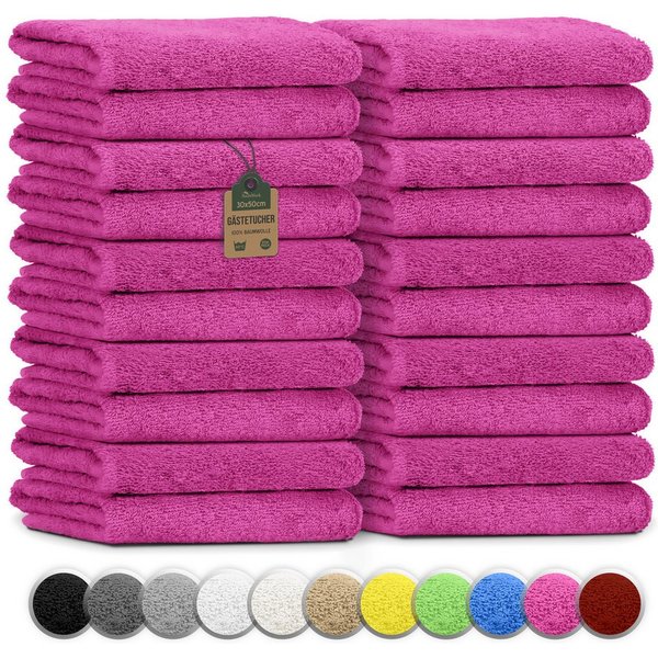 NatureMark Gästehandtuch 20er-Sparpack Frottier Gästetücher 30x50cm, 100% Baumwolle (20-St), Gästehandtuch 30x50cm Pink