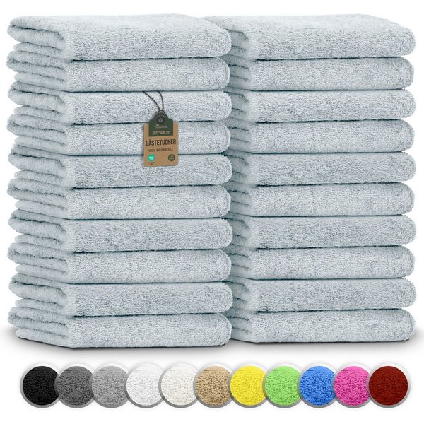 NatureMark Gästehandtuch 20er-Sparpack Frottier Gästetücher 30x50cm, 100% Baumwolle (20-St), Gästehandtuch 30x50cm Frühlings blau
