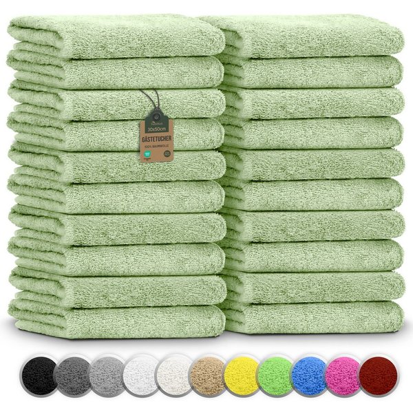 NatureMark Gästehandtuch 20er-Sparpack Frottier Gästetücher 30x50cm, 100% Baumwolle (20-St), Gästehandtuch 30x50cm Moos grün