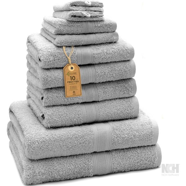NatureMark Handtuch Set 10 tlg. Frottier Handtuch-Set, 100% Baumwolle (10-St), 4X Handtücher, 2X Duschtücher, 2X Gästetücher, 2X Waschhandschuhe