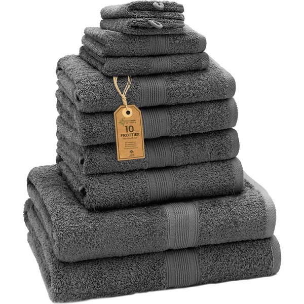 NatureMark Handtuch Set 10 tlg. Frottier Handtuch-Set, 100% Baumwolle (10-St), 4X Handtücher, 2X Duschtücher, 2X Gästetücher, 2X Waschhandschuhe