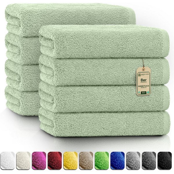 NatureMark Handtücher 8er-Sparpack Handtücher 50x100cm, Baumwolle (8-St), 8X Handtücher, 100% Baumwolle, Moos grün, 50 x 100cm