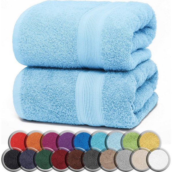 NatureMark Saunatuch Frottier Saunatücher 80x200cm, 100% Baumwolle (2-St), Premium Qualität SAUNATUCH Sauna-Handtuch, 80x200cm, Hell blau