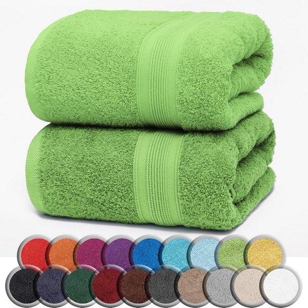 NatureMark Saunatuch Frottier Saunatücher 80x200cm, 100% Baumwolle (2-St), Premium Qualität SAUNATUCH Sauna-Handtuch, 80x200cm, Apfel grün