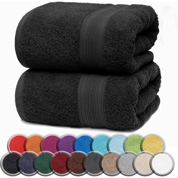 NatureMark Saunatuch Frottier Saunatücher 80x200cm, 100% Baumwolle (2-St), Premium Qualität SAUNATUCH Sauna-Handtuch, 80x200cm, Schwarz