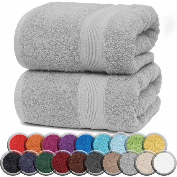 NatureMark Saunatuch Frottier Saunatücher 80x200cm, 100% Baumwolle (2-St), Premium Qualität SAUNATUCH Sauna-Handtuch, 80x200cm, Silber grau