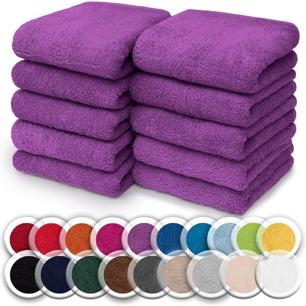 NatureMark Seiftuch 10er-Set Seiftücher 30x30cm 100% Baumwolle, (10-St), Frottier Waschlappen Seiflappen 30 x 30 cm, Lila