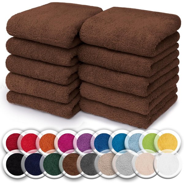 NatureMark Seiftuch 10er-Set Seiftücher 30x30cm 100% Baumwolle, (10-St), Frottier Waschlappen Seiflappen 30 x 30 cm, Schoko braun