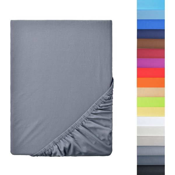 NatureMark Spannbettlaken Boxspringbett Mikrofaser Spannbetttuch 200x220cm, Polyester, Gummizug: rundum, Mittelgrau