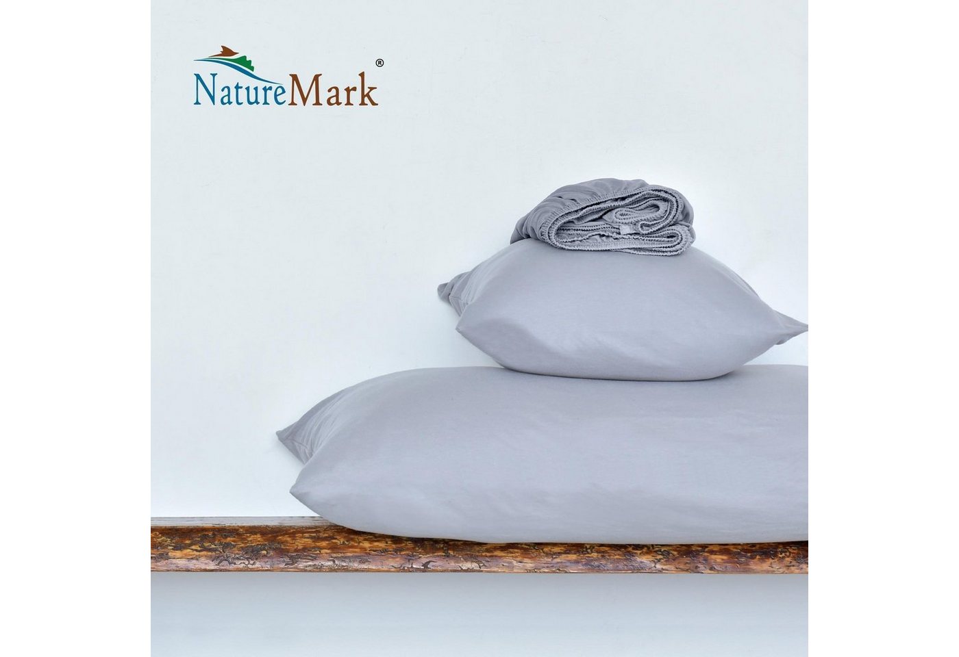 NatureMark Spannbettlaken Boxspringbett Mikrofaser Spannbetttuch 200x220cm, Polyester, Gummizug: rundum, Mittelgrau – Bild 4 von 5