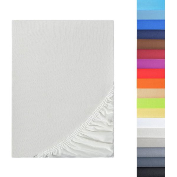 NatureMark Spannbettlaken Boxspringbett Mikrofaser Spannbetttuch 200x220cm, Polyester, Gummizug: rundum, Naturweiß