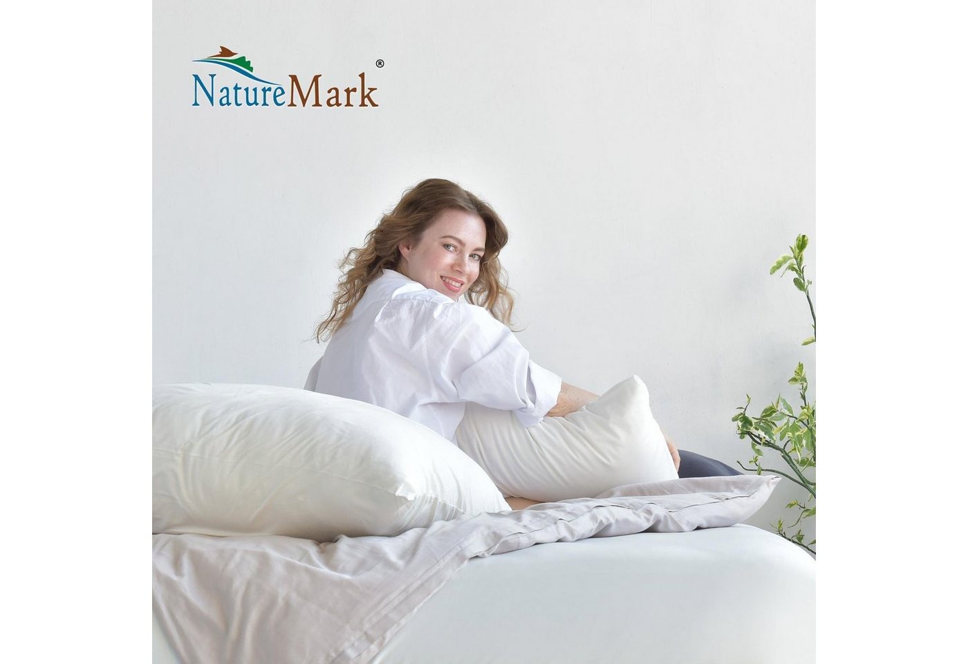 NatureMark Spannbettlaken Boxspringbett Mikrofaser Spannbetttuch 200x220cm, Polyester, Gummizug: rundum, Naturweiß – Bild 5 von 5