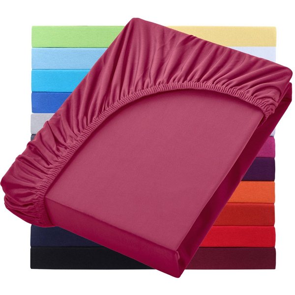 NatureMark Spannbettlaken Jersey Basic Spannbetttuch, 100% Baumwolle, Gummizug: rundum, (1 Stück), in vielen Größen und Farben, bis 40cm Steghöhe, 200x220cm, Bo