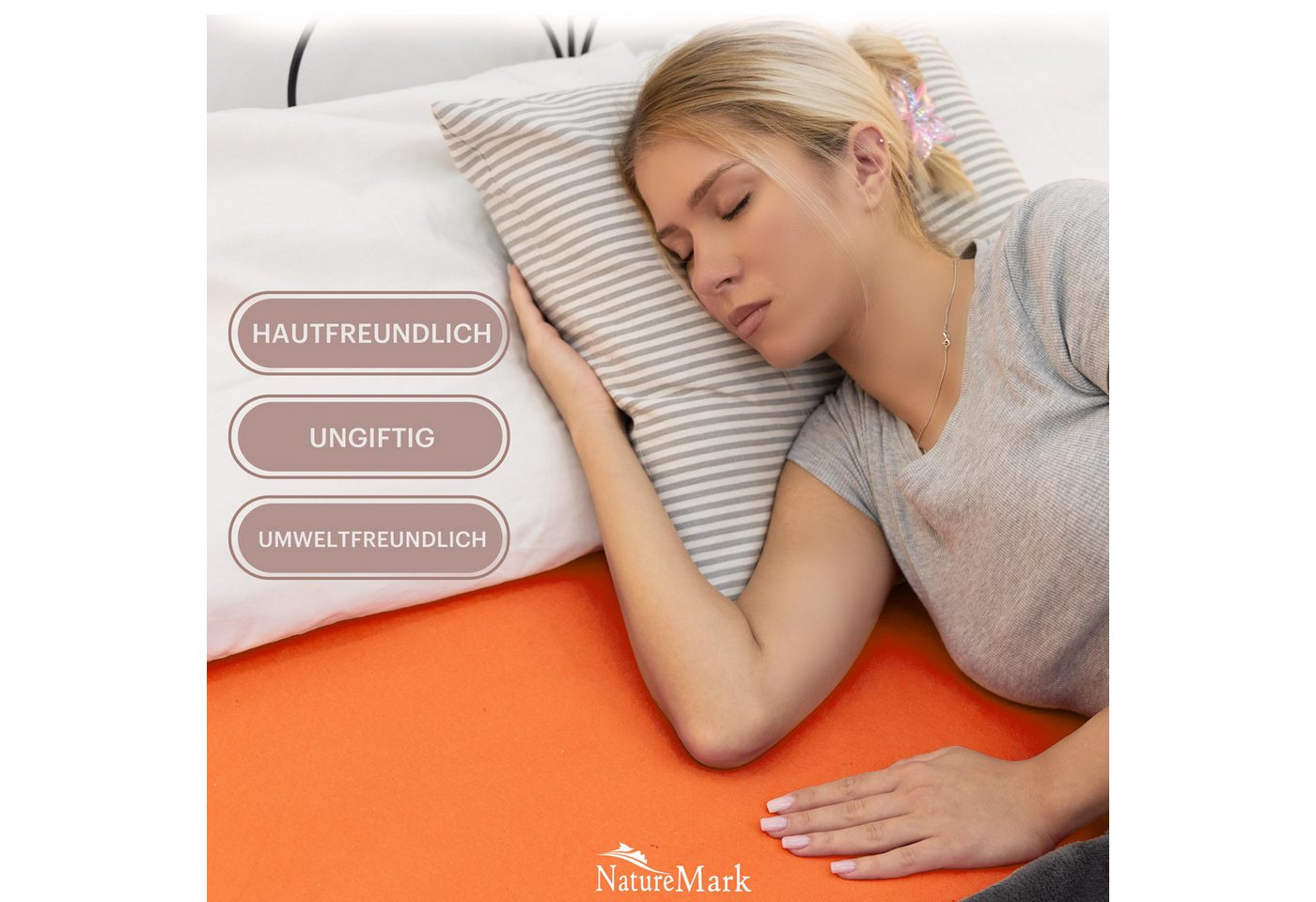 NatureMark Spannbettlaken Jersey Basic Spannbetttuch, 100% Baumwolle, Gummizug: rundum, (1 Stück), in vielen Größen und Farben, bis 25cm Steghöhe, 90x200cm, Ter – Bild 2 von 5