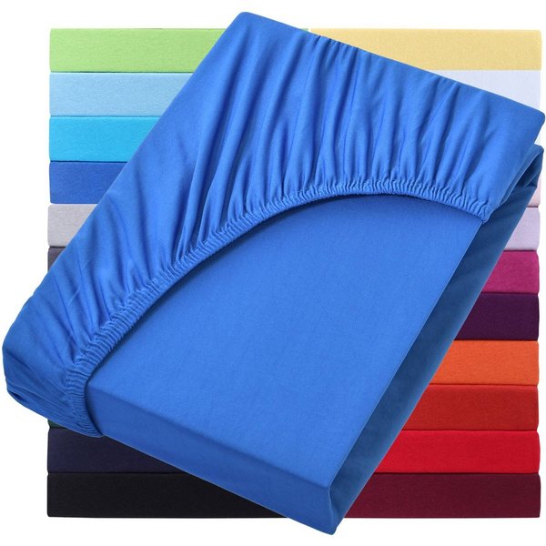NatureMark Spannbettlaken Jersey Basic Spannbetttuch, 100% Baumwolle, Gummizug: rundum, (1 Stück), in vielen Größen und Farben, bis 25cm Steghöhe, 120x200cm, Ro