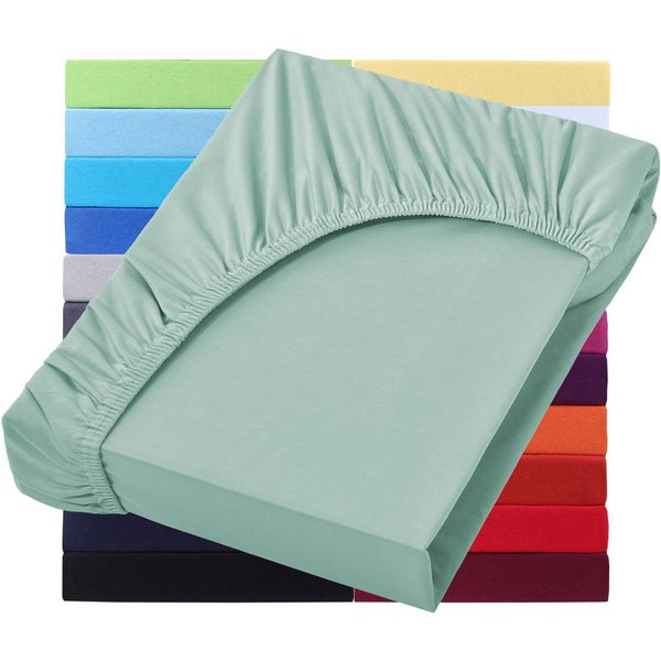 NatureMark Spannbettlaken Jersey Basic Spannbetttuch, 100% Baumwolle, Gummizug: rundum, (1 Stück), in vielen Größen und Farben, bis 40cm Steghöhe, 200x220cm, Ja
