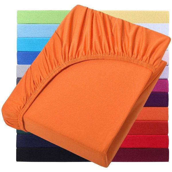 NatureMark Spannbettlaken Jersey Basic Spannbetttuch, 100% Baumwolle, Gummizug: rundum, (1 Stück), in vielen Größen und Farben, bis 40cm Steghöhe, 200x220cm, Te